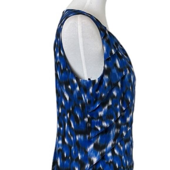 Ann Taylor Sheath Dress Silk Tiered Blue Multi Abstract Print Women’s Size 12 - Picture 9 of 14